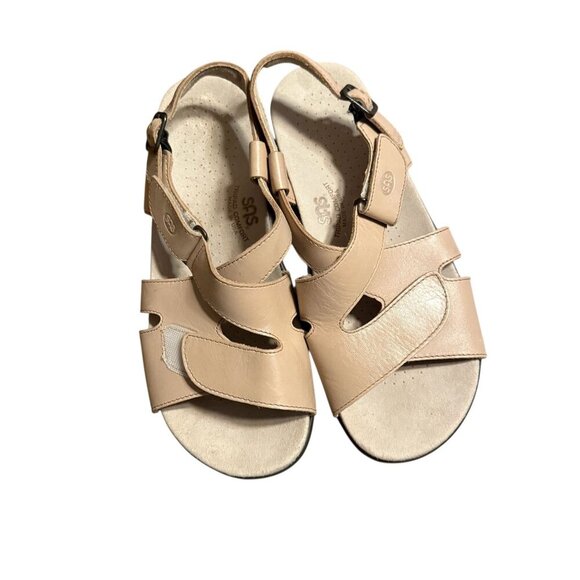 SAS huggy Leather Adjustable Strap Sandals For Women With Comfort Footbed 10 - Picture 1 of 8